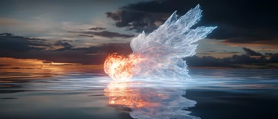 Handdoek met foto Meisjeskamer A stunning scene depicting a fiery winged form emerging from water. Use this striking image as a fantasy book cover or to evoke feelings of magic and wonder.  © Mlaku