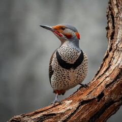 Northern Flicker bird on piece of wood