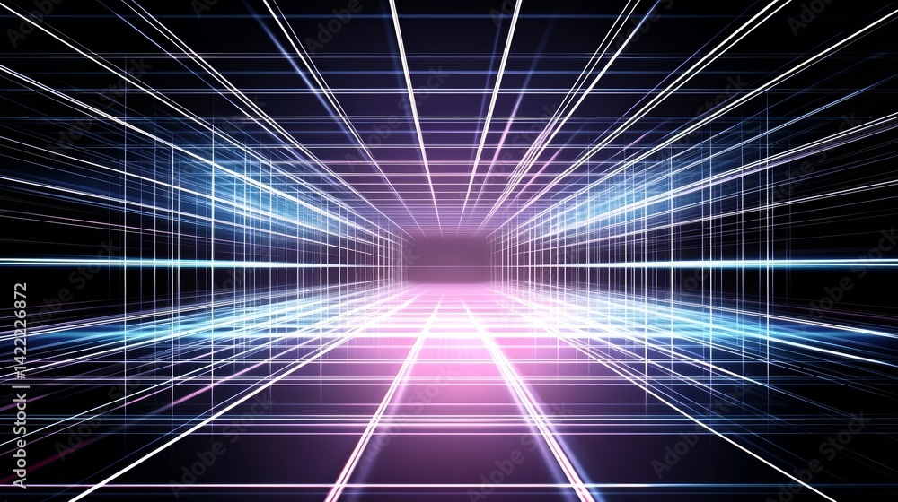 Aufkleber large, empty room with a blue and pink color scheme. the room is filled with many lines and dots, cr