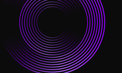 Neon abstract background with concentric circles, glowing Dark purple gradient. Cyberpunk retrofuturism vector design for Electro techno party, Club event poster, Digital music, NFT-art, immersive art
