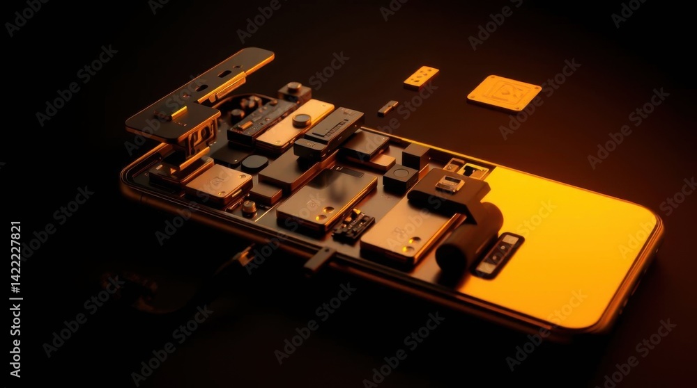 Aufkleber exploded view of modern smartphone components showcasing technology and design