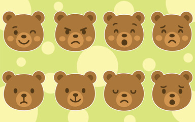 Fototapeta premium Cute Bear Face Emoji Set – Cartoon Animal Expressions