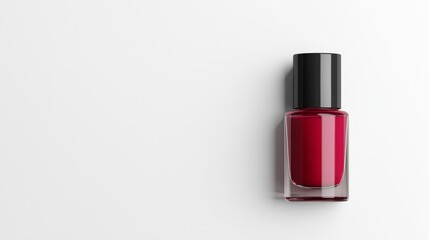 Glossy Maroon Nail Polish Bottle on a Clean White Background