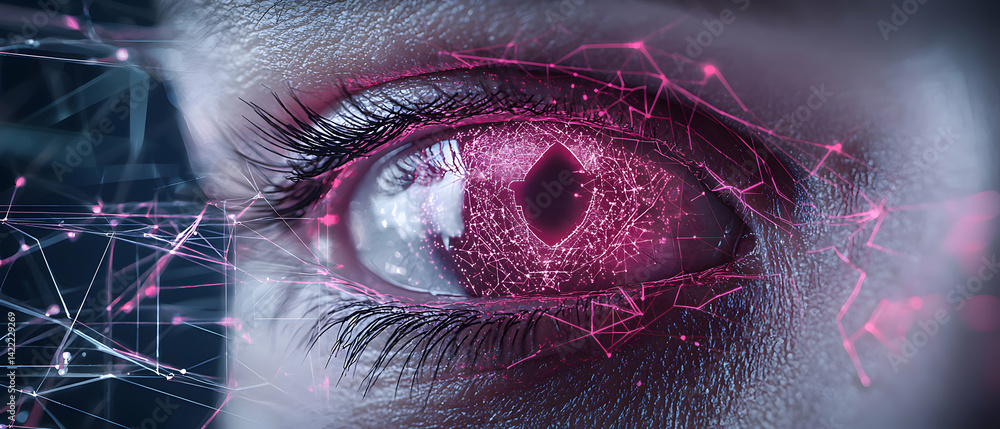 Aufkleber a futuristic eye with digital connections. it's an abstract representation of technology and percept