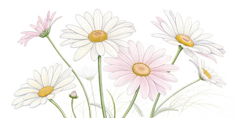Delicate daisies blooming in soft pastel colors  