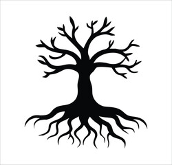 Tree Silhouette Vector – Black Tree Outline Illustration on White Background