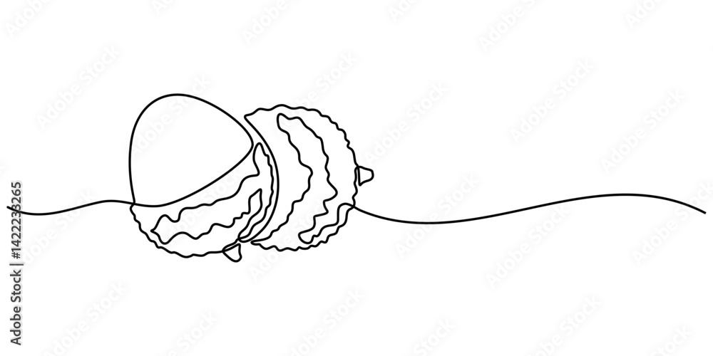 Poster continuous one single minimal line drawing lychee, single one line drawing peeled healthy organic ly