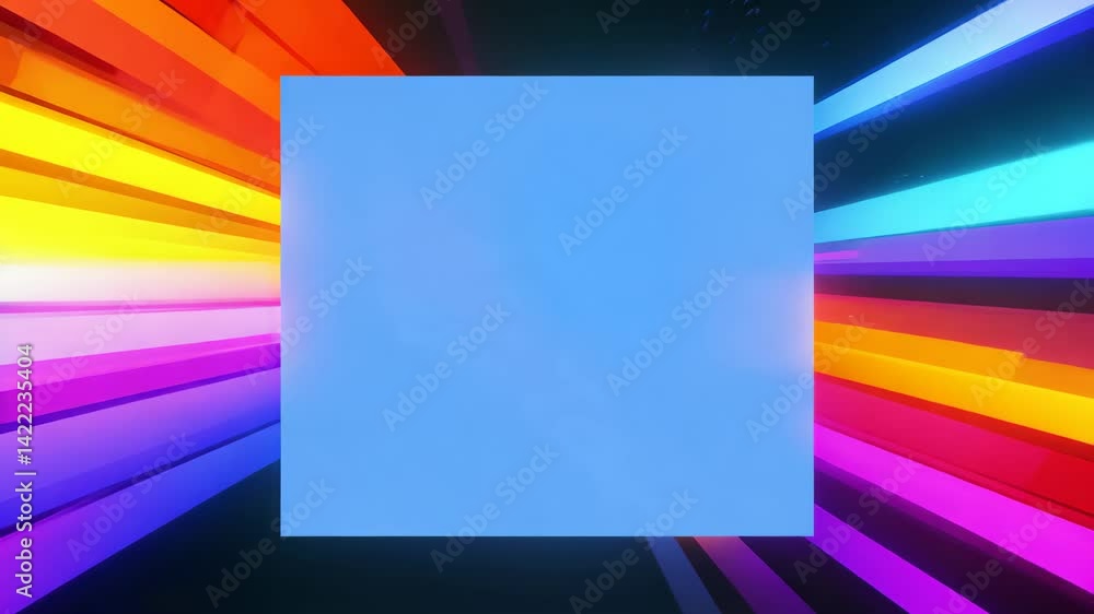 Poster dynamic abstract background animation with blue squares and colorful lights in 4k