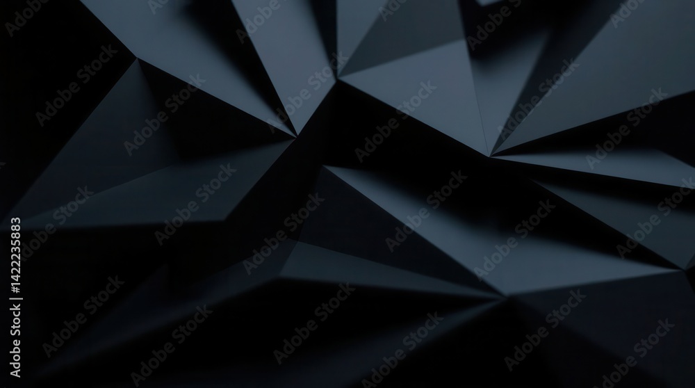 Poster geometric shadows cast a dramatic, abstract form. angular dark shapes reveal stark lines and precise