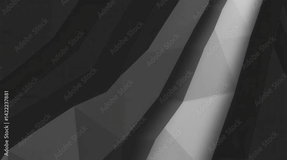 Aufkleber abstract grayscale geometric folds with light and shadow creating depth and texture. contemporary ar