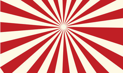 red and white sunburst abstract background. Funky ray elements with Classic vintage rays design., boom, comic. Cartoon pop art template summer banner background.