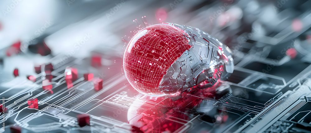 Aufkleber a futuristic brain concept rendered. the image shows technology and data processing. suggests innova