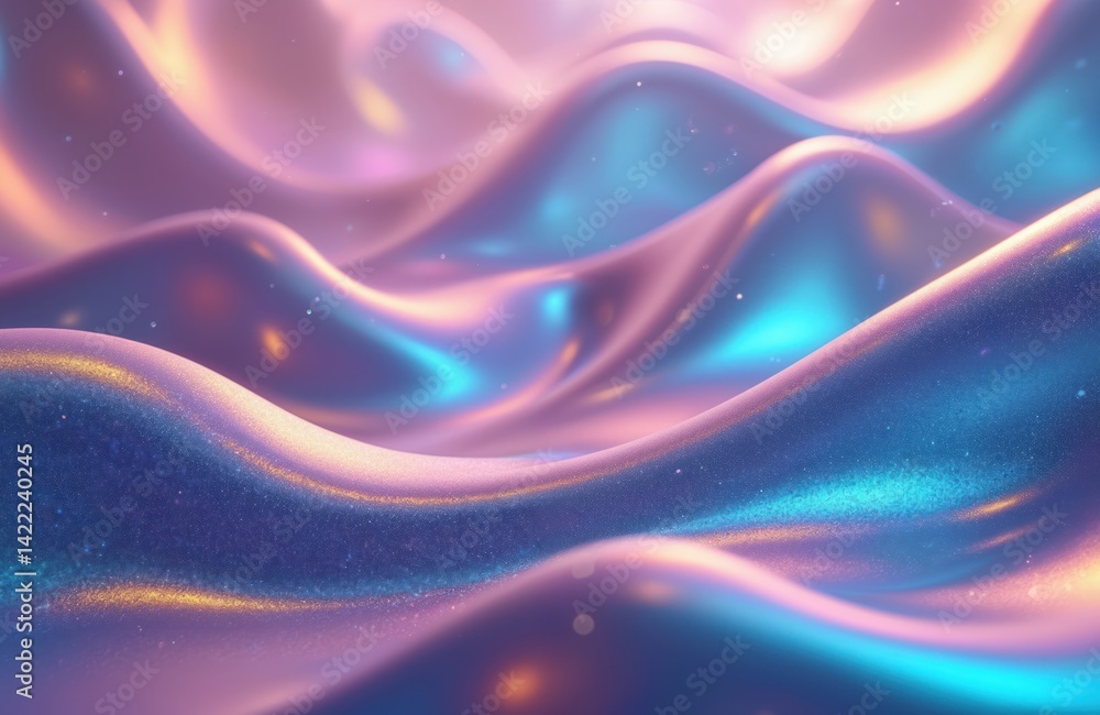 Poster abstract holographic pattern background with smooth waves, vibrant colors. digital art with modern i