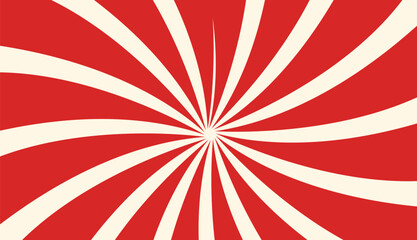 Red white color burst background. Rays background in retro style.