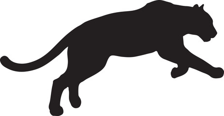 Jumping panther silhouette vector, tiger clipart, tiger icon. vector illustration