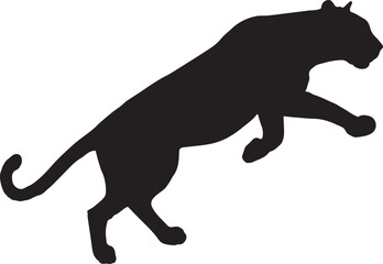Jumping panther silhouette vector, tiger clipart, tiger icon. vector illustration