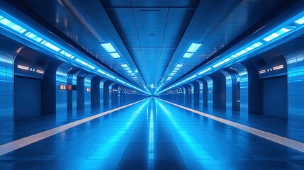 Fototapeta premium Futuristic Blue Tunnel