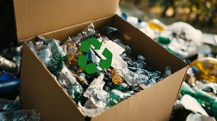 Fototapeta premium Recycling plastic waste initiative urban environment photograph community effort outdoor sustainability awareness
