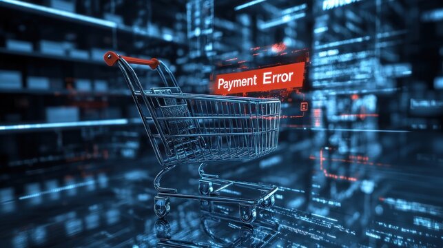 Empty shopping cart with payment error message