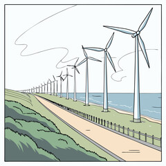 vast-offshore-windmill vector image on white background 