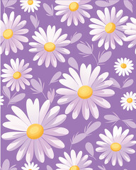 Obraz premium seamless pattern with daisies , repeatable ,women-cloth, hand-drawing, fabric, backdrop,, background, wallpaper 