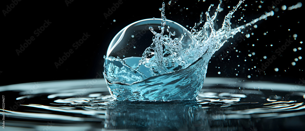 Poster dynamic water splash captured. use this image for advertisements websites or social media to enhance