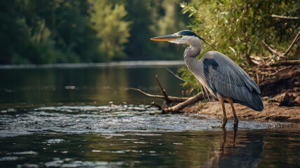 Stork in the river nature