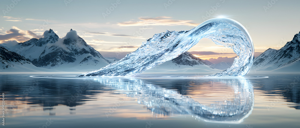 Poster a stunning image of water forming an infinity loop. use this for water-related products or concepts 
