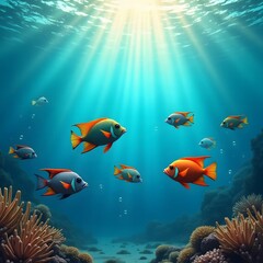 Fototapeta premium coral reef and fish