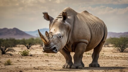 Fototapeta premium Rhinoceros in the African desert