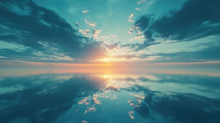 Obraz premium Peaceful sky and reflective water mirror the beautiful sunset