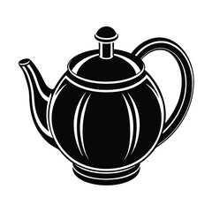 black vector icon round teapot vector art silhouette