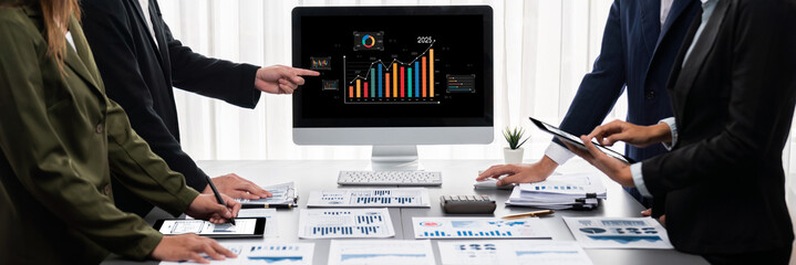 Business data dashboard provide business intelligence analytic for marketing strategy planning...