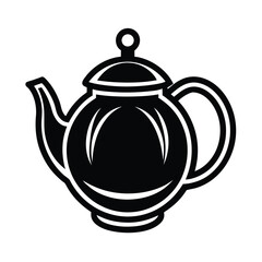 black vector icon round teapot vector art silhouette