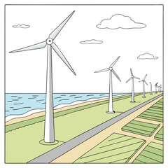 vast-offshore-windmill vector image on white background 