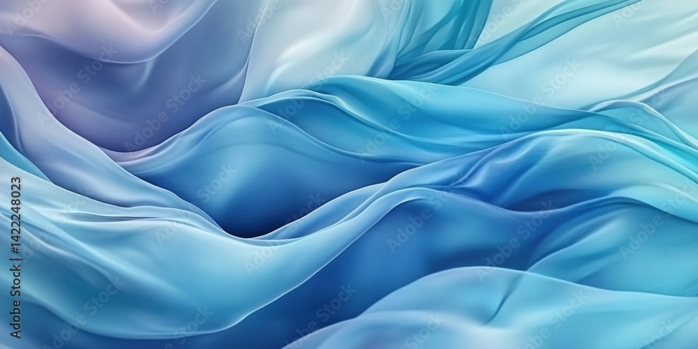 Aufkleber flowing waves of soft blue fabric creating a serene and calming atmosphere