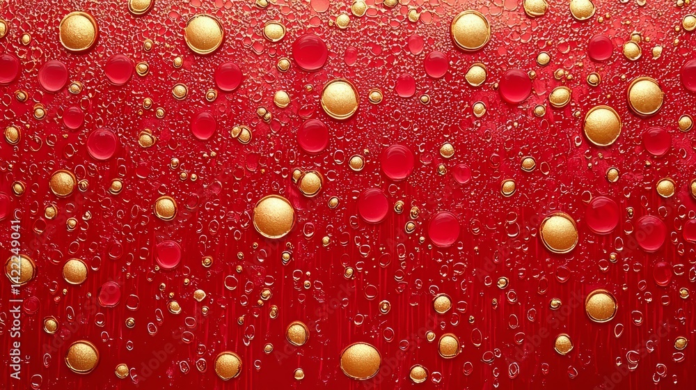 Aufkleber Red background with gold dots on it. The gold dots are scattered all over the background
