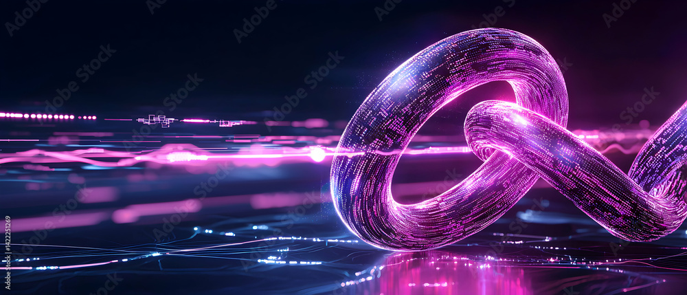 Poster a futuristic digital abstract art piece showcasing a glowing circular structure. it suggests the net