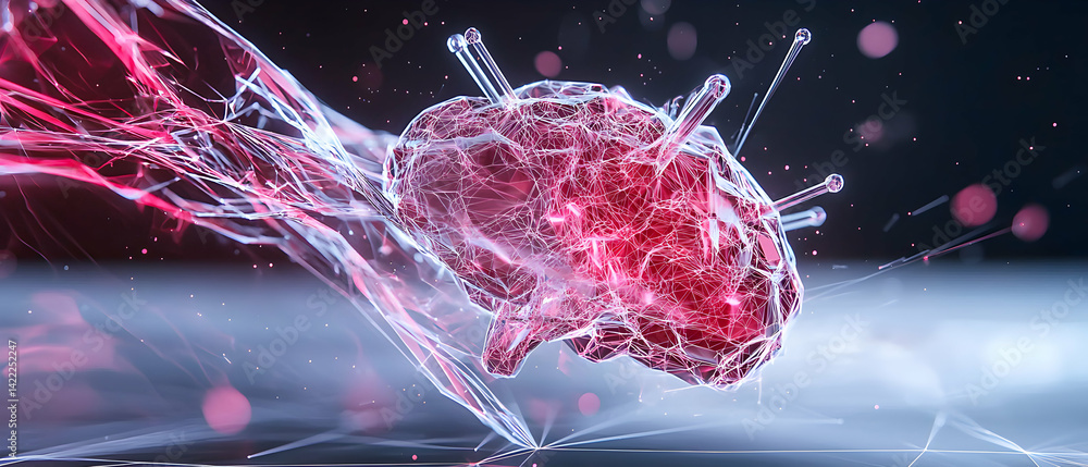 Aufkleber a digitally rendered brain glows with internal light. probes extend from its surface. suggests advan