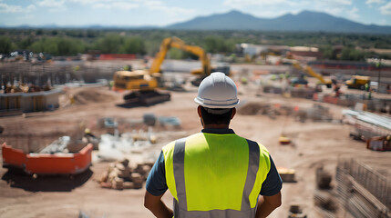 Construction Site Supervisor Overlooking Project