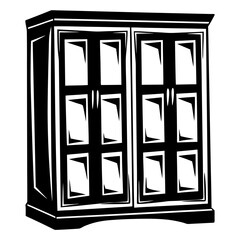 Black and white antique cabinet with doors for storage in the home