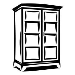 Black and White Silhouette of a Classic Two Door Wardrobe Design