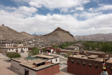 China Tibet Sakya Monastery on a Cloudy Summer Day