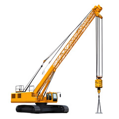 Crane Lifting Load In Construction Zone Png Style On on a transparent background