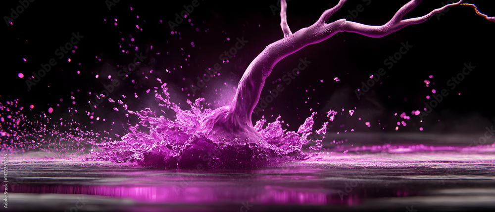 Poster abstract magenta splash with tree-like structure. suitable for science art and creative marketing. o