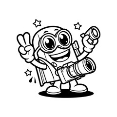 Obraz premium Cartoon Photographer Holding Camera