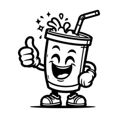 Happy Cartoon Drink Cup with Thumbs Up
