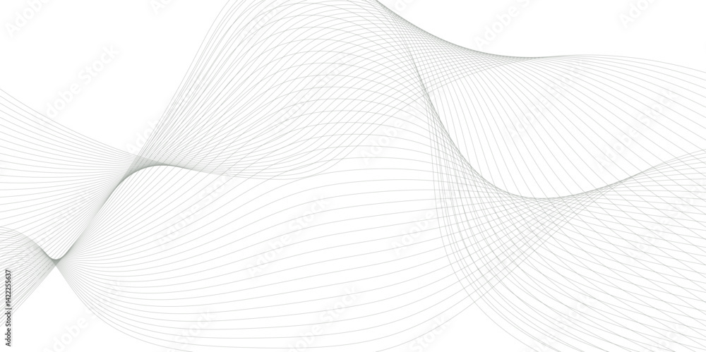 Wall mural vector wavy grey lines flowing smooth digital futuristic technology curve ocean black gradient color