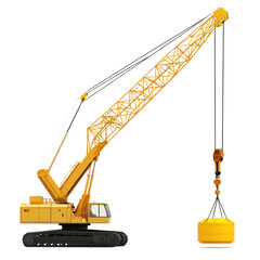 Crane Lifting Load In Construction Zone Png Style On on a transparent background