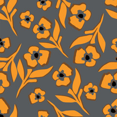 Elegant trendy vector ditsy floral seamless pattern design of beautiful abstract flowers and leaves. Foliage repeat texture background. Suitable for wallpaper, surface printing and textile